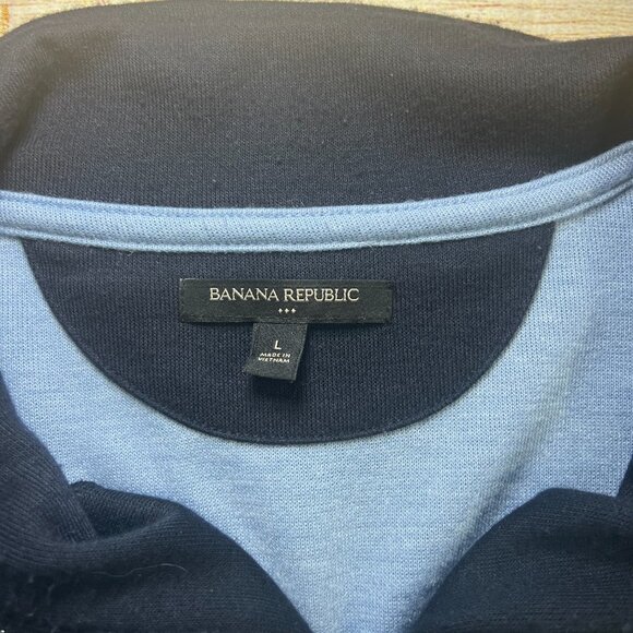 Banana Republic Blue Quarter Zip Pullover Sweater Size Large Men's Casual - Picture 4 of 11